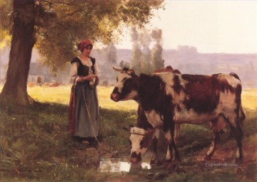 Ganado Vaca Toro Painting - La vida en la granja de La Vachere Realismo Julien Dupre